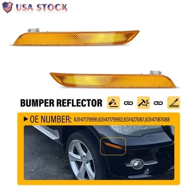 Luces de señalización laterales reflectoras de parachoques delantero ámbar para BMW X6 E71 E72 X5M 2008-2014 Foto 1 de 4