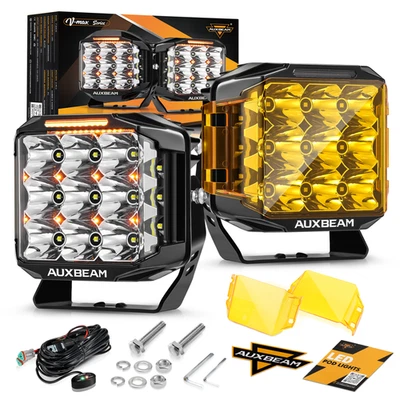 AUXBEAM 7" 228W Side Shooter LED Driving Lights Cube Pods Amber DRL for Polaris - Image 1 of 4