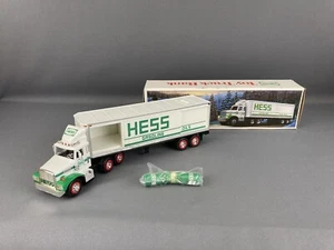 Hess Gasoline Fuel Oils Plastic Tractor Trailer Coin Bank w/3 Barrels - Picture 1 of 19
