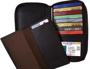 RFID Black Leather Women Checkbook Zip Clutch Wallet Coin Card Holder - Picture 1 of 10