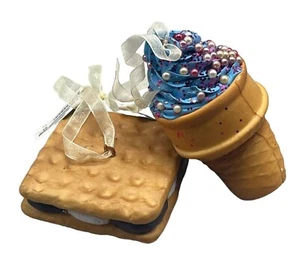 Kurt Adler sweets Christmas ice cream cone sandwich ornaments set of 2 READ NEW - Picture 1 of 7
