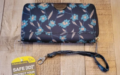 RFID Cremallera Alrededor Billetera Muñequera Travelon Floral Viaje Antirrobo Ranuras para Tarjetas Foto 1 de 4