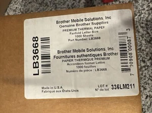 Brother Fanfold Thermal Printer Paper - LB3668 x1000 sheets - NEW Sealed - Picture 1 of 1