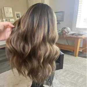 20" Balayage Ash Brown with Blonde Highlight 100% Human Hair Lace Front Wigs - Picture 1 of 6