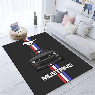 Alfombra Mustang, regalo para amantes del coche, decoración de coche deportivo, sala de carreras, alfombra para entusiastas del coche Foto 1 de 4