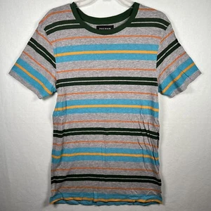 PacSun Men’s Striped Casual Longline Shirt Size Medium Gray T-shirt           R - Picture 1 of 7