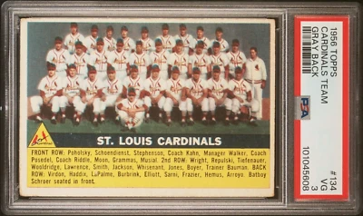 1956 Topps Baseball St. Louis Cardinals #134 - PSA 3 - Gray Back - Stan Musial - Image 1 of 2