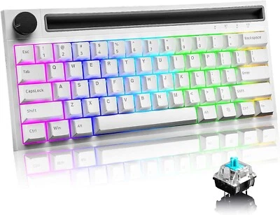 60% Mechanical Gaming Keyboard Wired/Wireless Bluetooth 19 RGB Backlit 4400mAh - Image 1 of 4