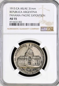 1915 Panama-Pacific Expo Medal - Republica Argentina, AU55 NGC, World Fair Token - Picture 1 of 4