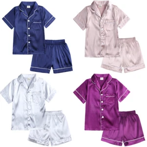 Toddler Baby Girls Summer Floral Silk Satin Tops Shorts Kid Sleepwear Clothes - Picture 1 of 21