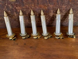 Clip On Candle Christmas Tree Ornaments Glitter 6” Gold Drip Plastic Kitschy Vtg - Picture 1 of 15
