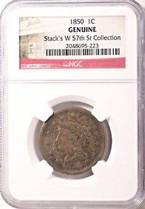 1850 Large Cent Braided Hair Stack's W 57th St Collection