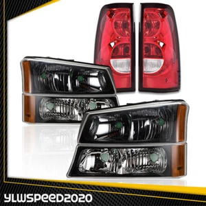 Black Housing Headlights Red Tail Lights Assembly Fits 2003-2006 Chevy Silverado - Imagen 1 de 11