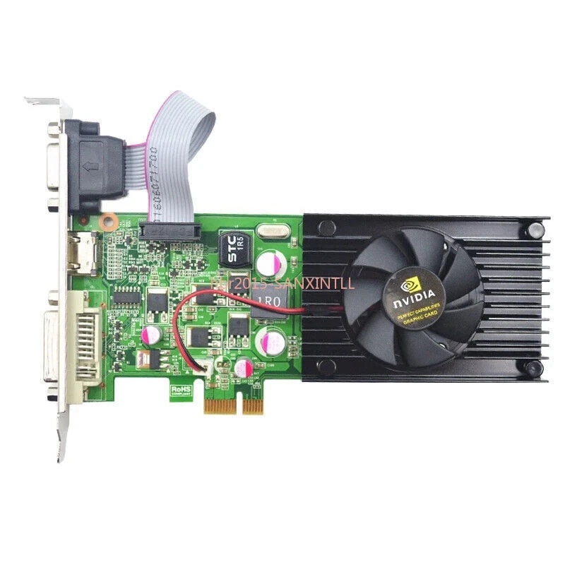 GeFore GT210 GT 210 PCIe x1 1G DDR3 DVI+HDMI+VGA for x4 x8 x16 Linux server GPU - Image 1 of 4