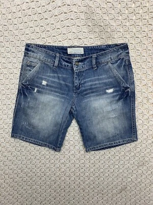 Maurices Jean Shorts Women's 7/8   (32x8) Blue Denim Medium Wash Flap Pockets Foto 1 de 4