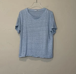 SWTR Camisa de Lino Para Mujer Grande Azul Ligera Informal Boxy Camiseta Top Costa Boho - Imagen 1 de 6