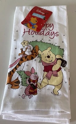 2 Pk Disney Winnie The Pooh Piglet Tigger Christmas Kitchen Dish Towels NEW - Image 1 of 4