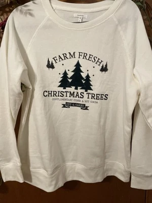 Nueva Sudadera Sin Etiquetas Maurice’s Ivory Mujer’s Árbol de Navidad Talla L Acogedora Foto 1 de 4
