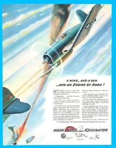 Nash Kelvinator fighter plane aircraft aviation vintage print ad 1942 WWII - Picture 1 of 3