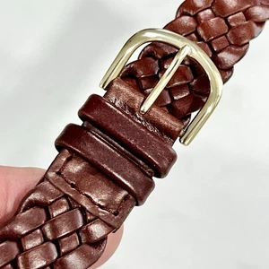 Vintage NEW! Speidel 18mm Brown Braided & Stitched Leather Watch Band - Picture 1 of 4