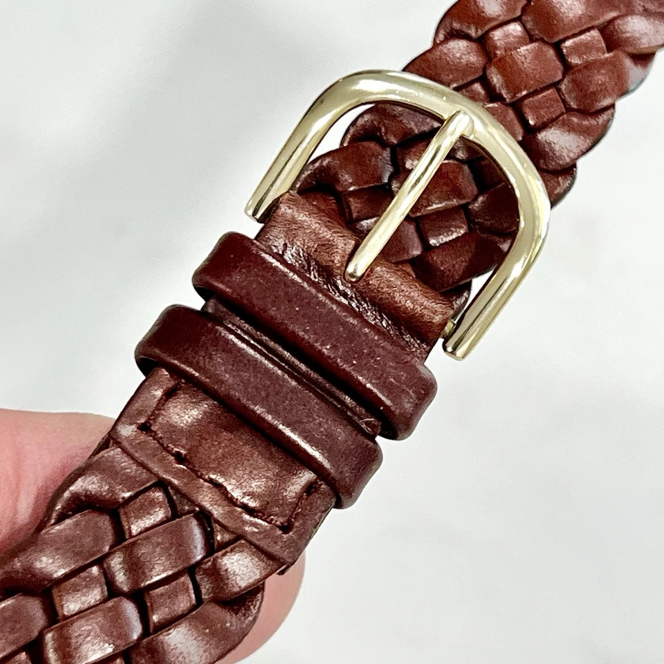 Vintage NEW! Speidel 18mm Brown Braided & Stitched Leather Watch Band - Image 1 of 4