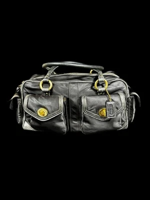 Cartera de Entrenador COACH Gallery Legacy 4453 De Colección Negra/Dorada + Etiqueta Colgante/Llavero Y2K Foto 1 de 4