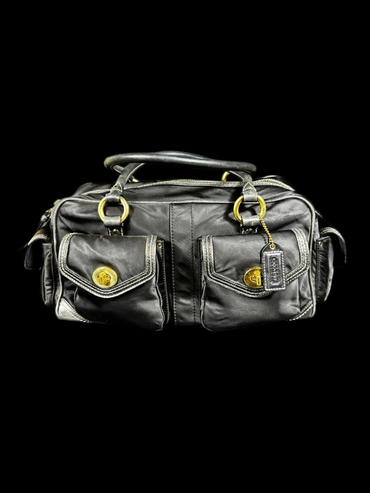 Cartera de Entrenador COACH Gallery Legacy 4453 De Colección Negra/Dorada + Etiqueta Colgante/Llavero Y2K Foto 1 de 4