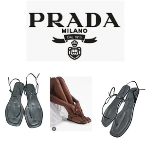 Prada Leather T-Strap Sandals Women's Size EU 40/US 9.5 - Picture 1 of 12