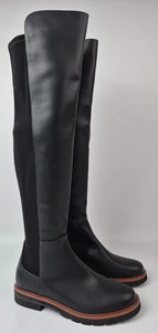 Stuart Weitzman Damen schwarz Adrina City Overknee Leder Stiefel Größe 8 - Bild 1 von 7