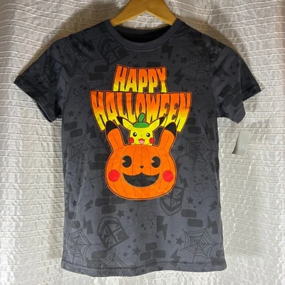 Pokemon Pikachu Halloween Happy Halloween T-Shirt Boys Size M Gray - Image 1 of 4