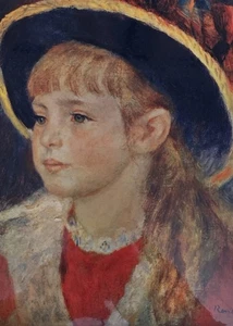 564011 Young Girl With A Blue Hat Auguste Renoir A4 Photo Print - Picture 1 of 2