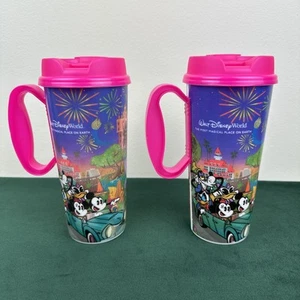 2 Disney World 2024 Whirley Drink Works Refillable Mugs 16oz Hot Pink - Picture 1 of 13
