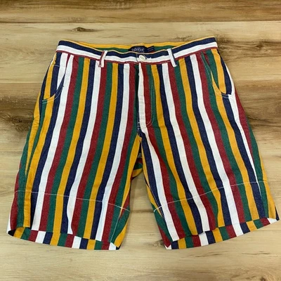 Pantalones Cortos Informales Topman Para Hombre Coloridos a Rayas Talla 32 Retro Arco Iris Foto 1 de 4