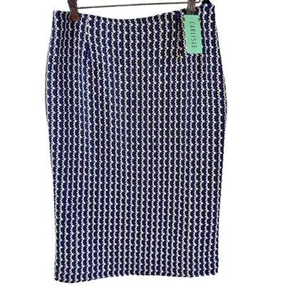 Falda midi forrada a lápiz de tweed azul negro blanco Carlisle para mujer talla 8 Foto 1 de 4