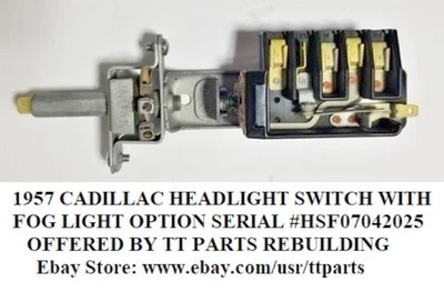 1957 CADILLAC HEADLIGHT SWITCH WITH FOG LIGHT OPTION TESTED & WORKS - Image 1 of 4