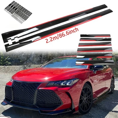 86.6" Red Line Side Skirts Extension Splitter Rocker Panel Lip For Toyota Avalon Foto 1 de 4