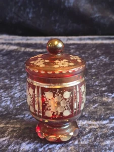 Bonboniere Konfektschale Rubinglas Böhmisch um 1890 - Bild 1 von 8