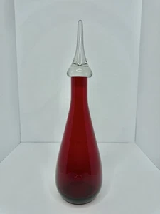 HTF Vintage MCM Viking Glass Ruby 1255 Decanter 15.5” W/stopper Stunning - Picture 1 of 7