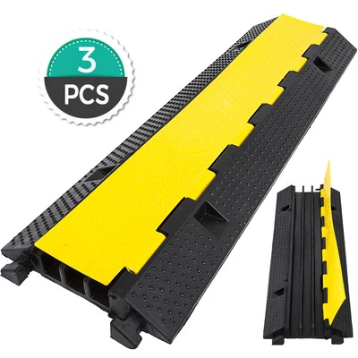 1 Pack 3-Channel Rubber Cable Protector Ramp Wire Cover Guard Cord Warehouse