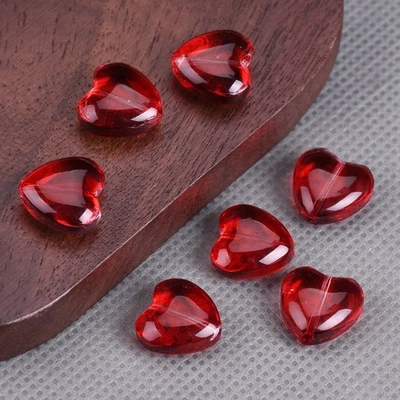 10pcs Heart Shape 12mm Coated Lampwork Glass Loose Beads For Jewelry Making - Image 1 of 4