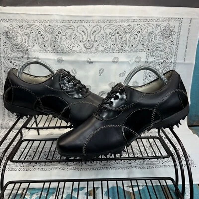 Tênis de golfe FootJoy LoPro Collection feminino tamanho 6.5M couro preto 97092 - Imagem 1 de 4
