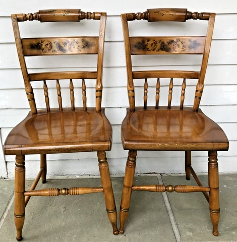 L.Hitchcock-SIGNED STENCILED NATURAL WOOD INN CHAIRS-Undamaged- Will Ship-#2 Cover
