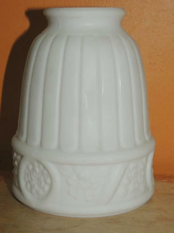 ONE Antique Milk Glass Lamp Shade 2.25 fitter floral edge Embossed Victorian Cover