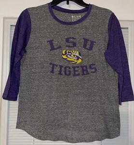 LSU Tigers Raglan T-Shirt by Blue Eighty Four Size S Gray Purple Gold - Picture 1 of 6