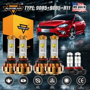 6X AUXBEAM 9005 LED Headlight Bulb H11 Fog Light 6000K For Toyota RAV4 2013-2015 - Picture 1 of 12