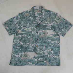Trader Bay Men's Size Large Short Sleeve Green Camp Hawaiian Shirt - Picture 1 of 11