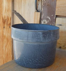 Old VTG Graniteware Enamelware Gray Speckled Double Boiler Pot Insert Re-Purpose - Picture 1 of 12