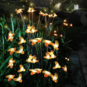 Solar Garden Lights, 4 Pack 8 LED New Upgraded Solar Bee Lights Outdoor Waterpro - Picture 1 of 12