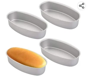 4 pcs Oval Toast Loaf Pan Baking Bread Cheesecake Non-Stick Pan Set - Picture 1 of 4