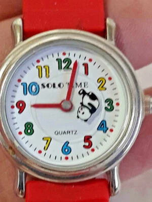 Solo Time USA Kid's Panda Bear Red Band Wristwatch Analog Quartz Watch ~ WORKS - Image 1 of 4